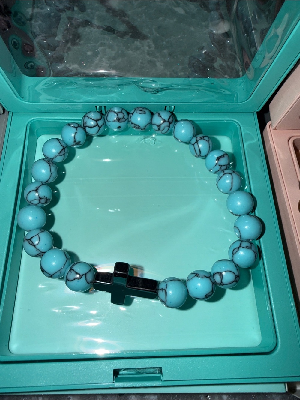 You choose Rose Quartz Stretch Beaded cross Bracelet - Picture 5 of 6